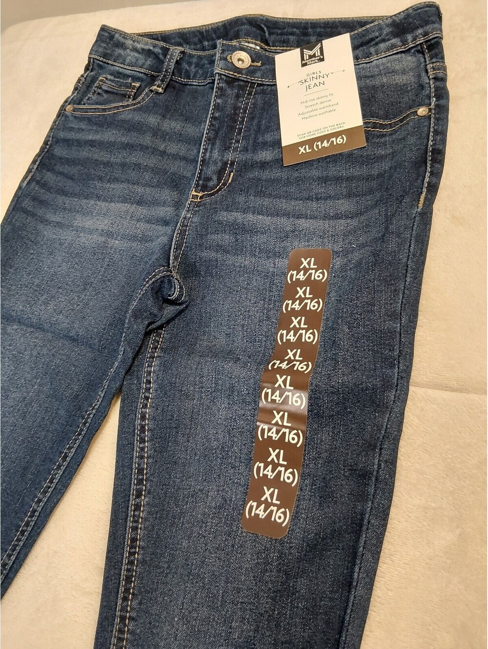 Girls' Member's Mark Mid Rise Skinny Jeans XL (14/16) 0045